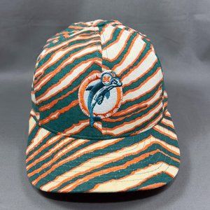 Vtg Miami Dolphins Zubaz Snapback Hat Cap AJD Tiger Zebra Stripe Mens 90s